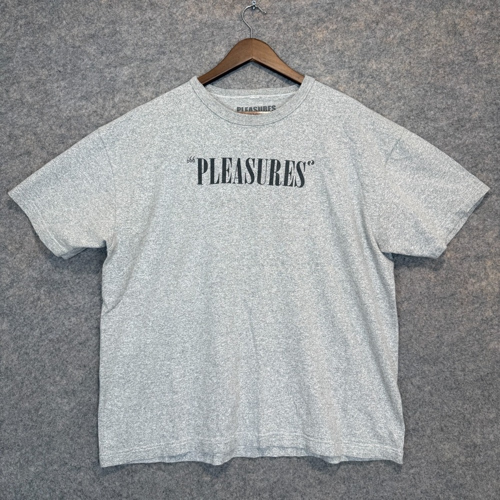 Pleasures T Shirt Mens XL Heavyweight Cotton 666 Gray Tee Graphic Logo